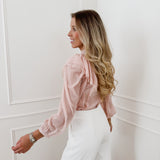 Soft Pink V-Neck Blouse