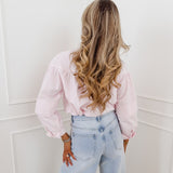 Baby Pink Melvine Ruffle Collar Cotton Blouse