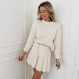 Beige Plissé Short-Skirt