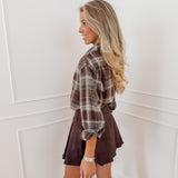 Brown Gaby Pleated Skirt