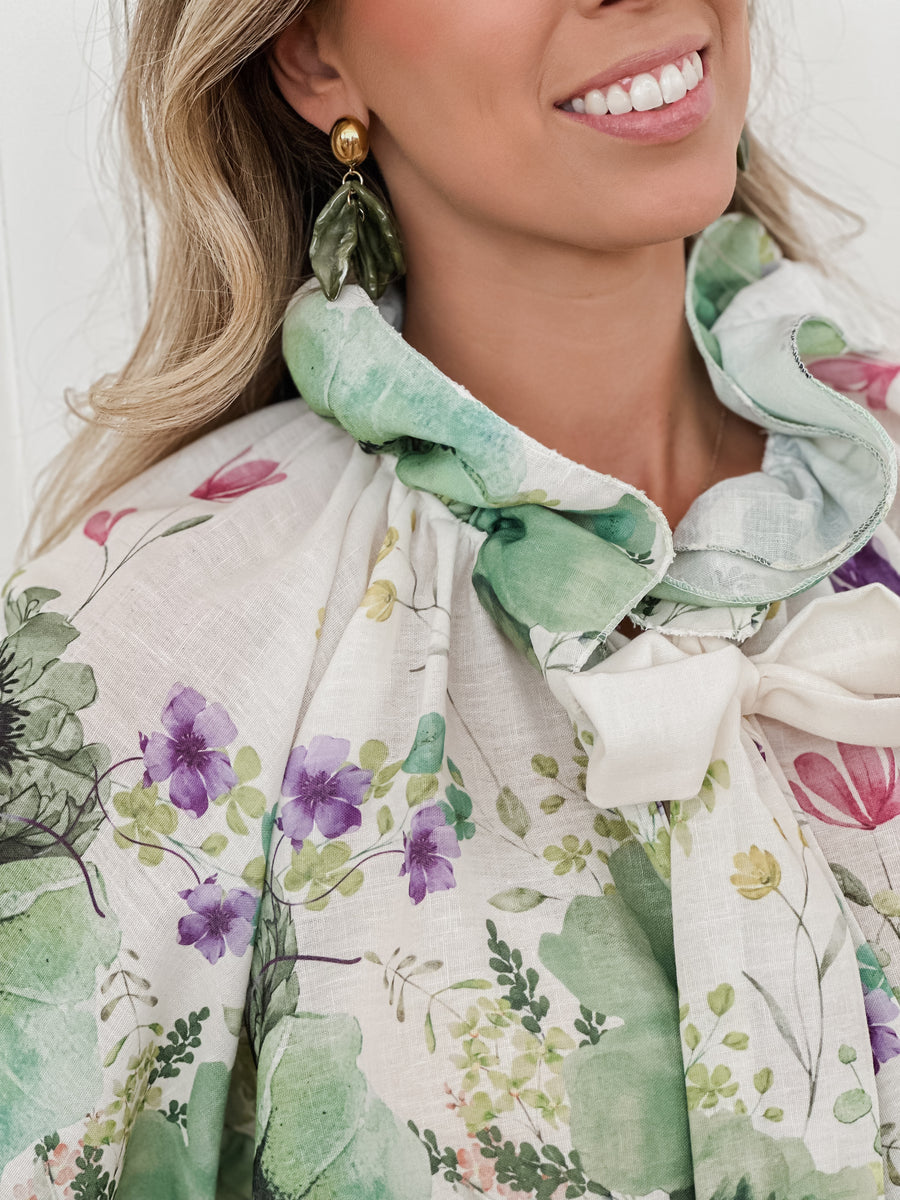 Green Botanic Collar BLOUSE