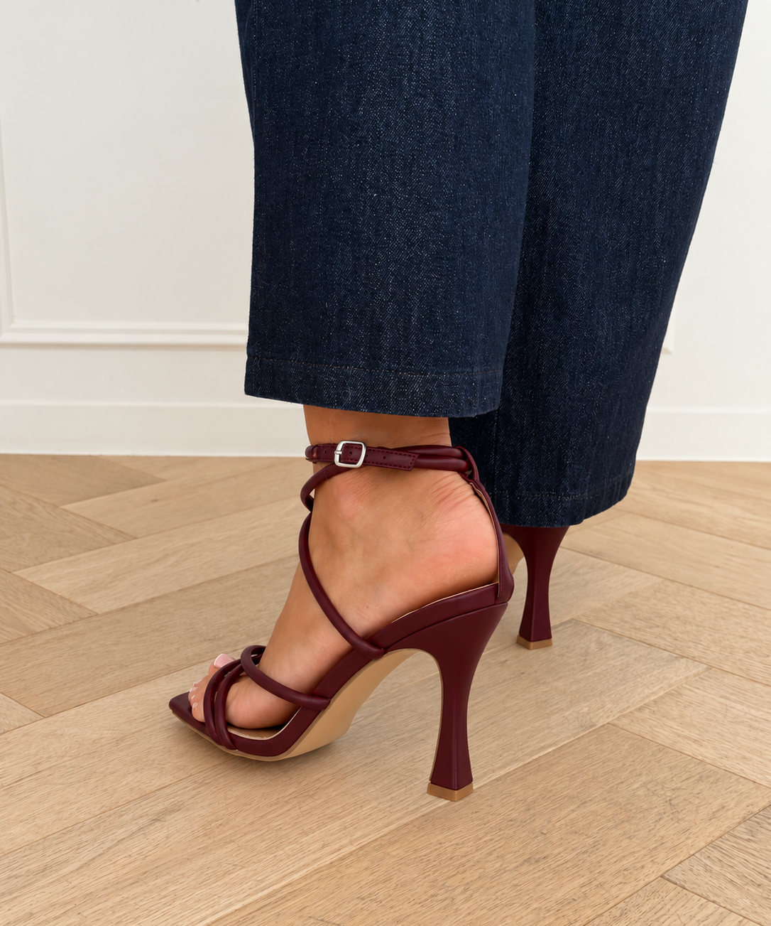 Wine Criss Cross Heels