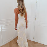 Soft Yellow Fiorelle Flower One Shoulder Dress
