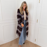 Brown Blue Jeanne Long Coat