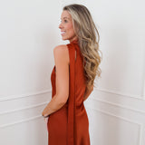 Rusty Halterneck Lenthe Dress