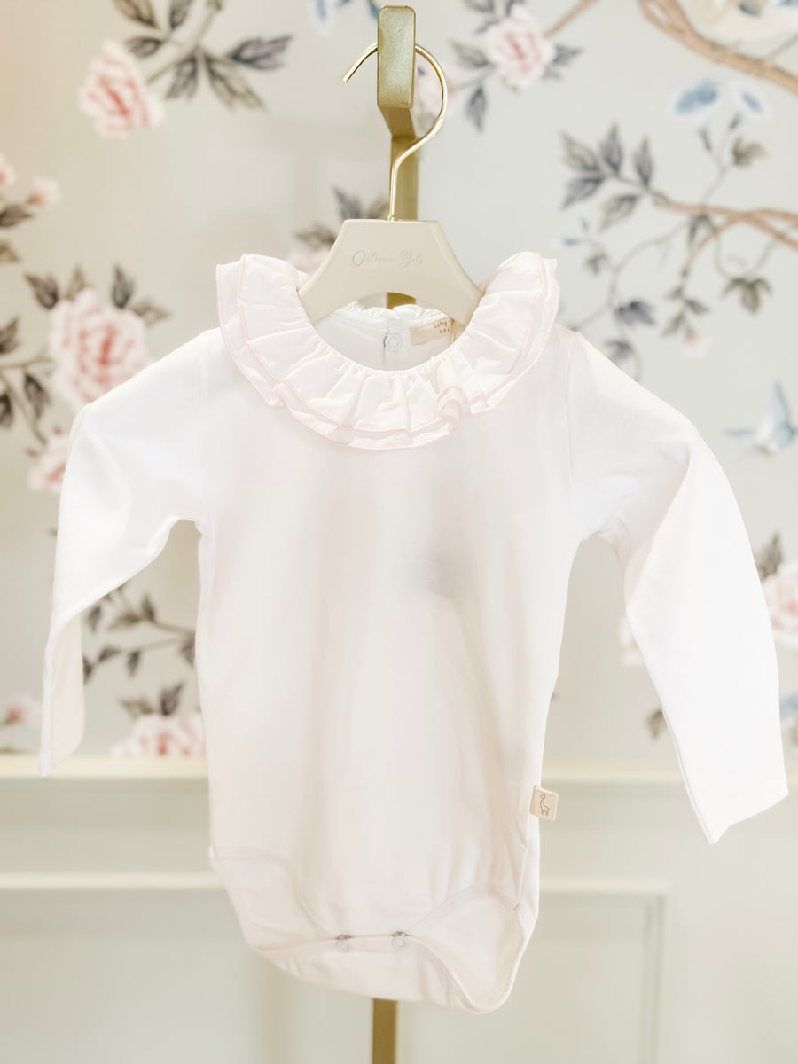 BABY - White Pink Detailled Frill Collar Body