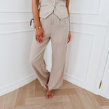 Beige Emilienne Linen Trouser