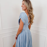 Blue Fiera Long Glossy Dress