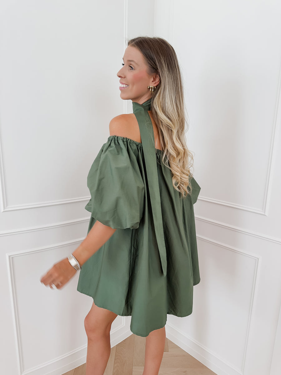Dark Green Off Shoulder Lara Dress