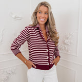 Bordeau Pink Striped Kitty Sweater
