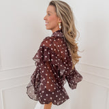 Dark Brown Myla Polka Dot Blouse