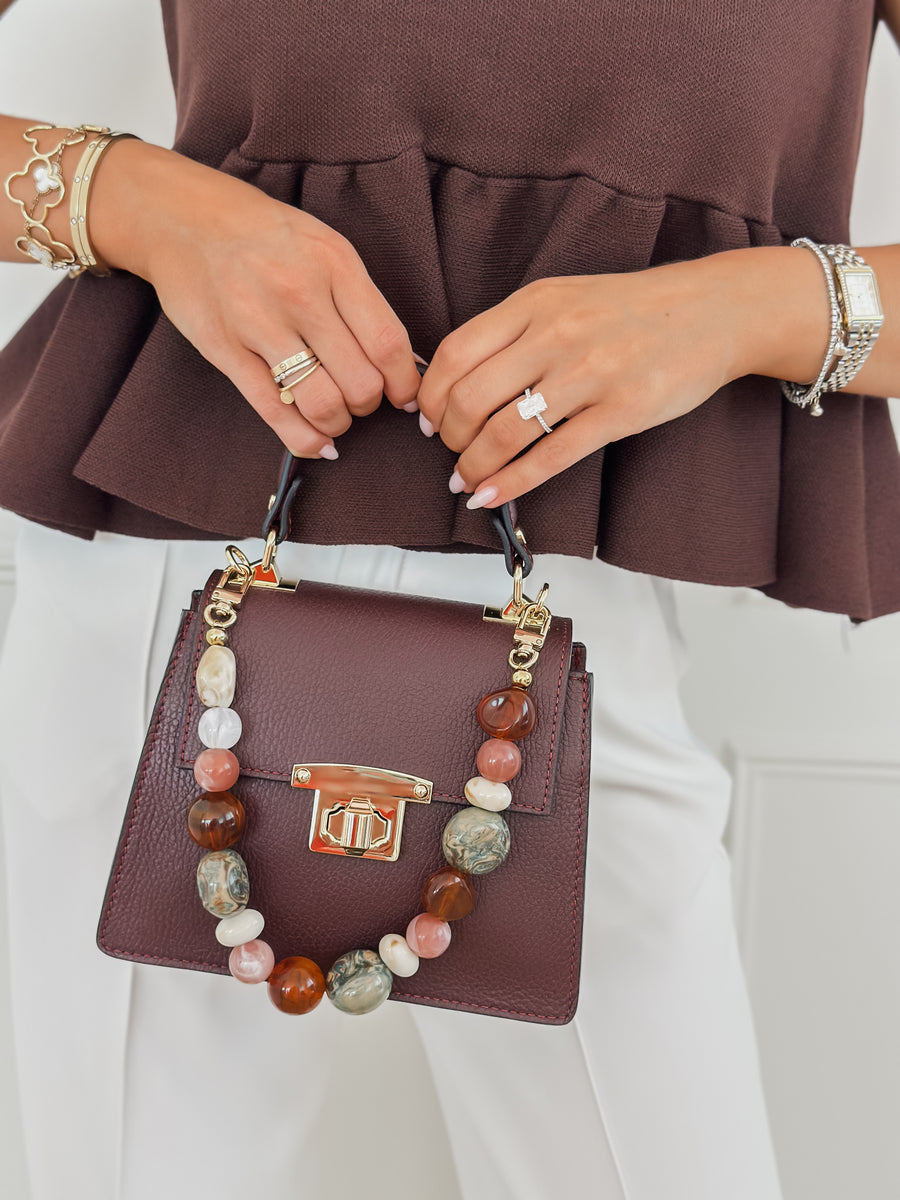 Bordeaux Stone Chain Bag