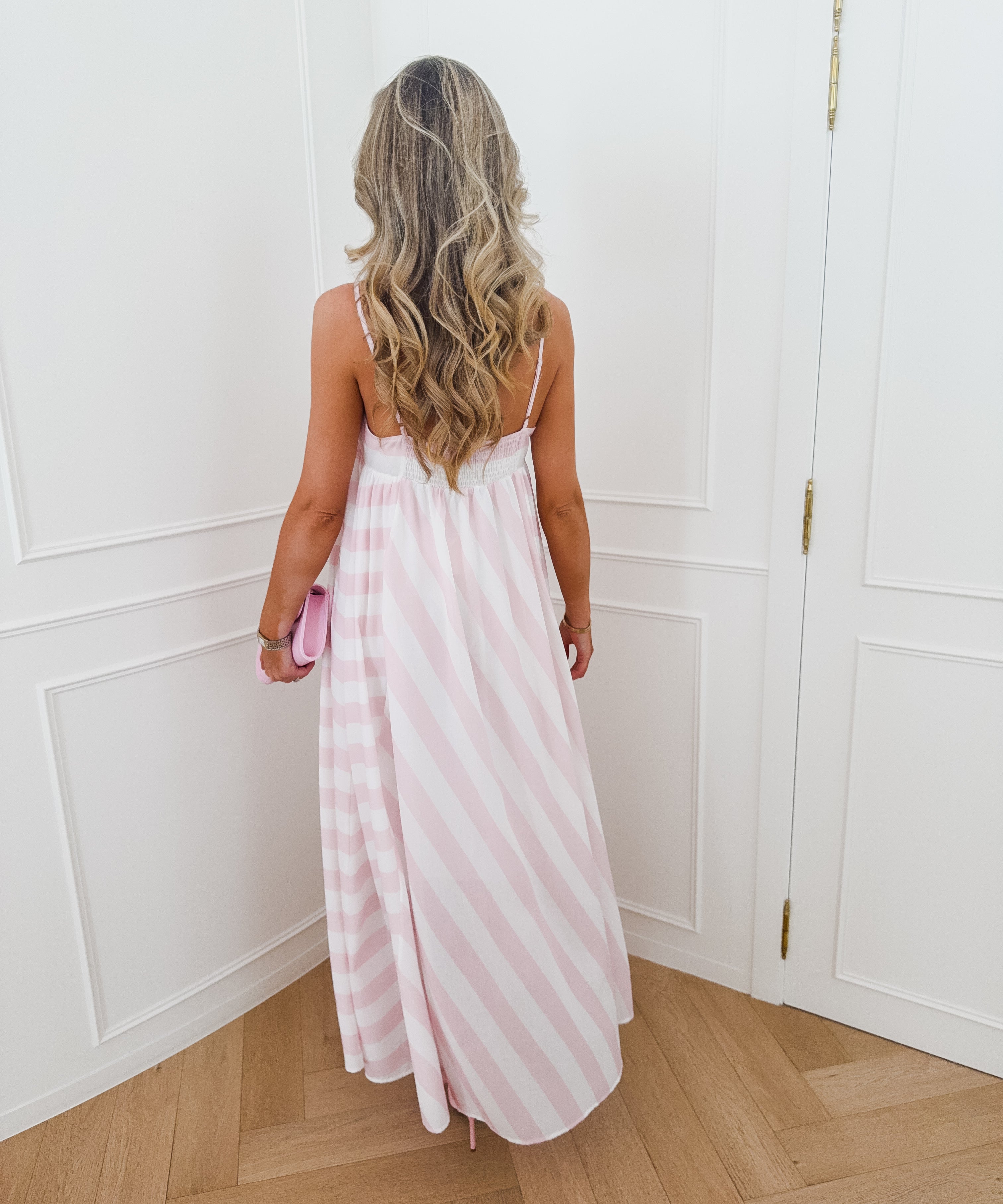 White Pink Sunny Striped Dress