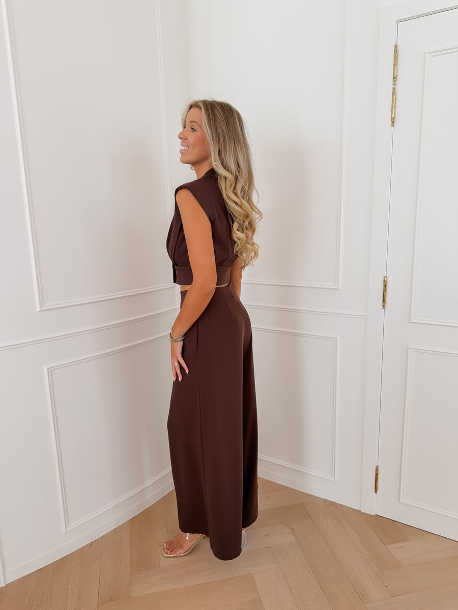 PRE ORDER Brown Emmy Golden Belt Trouser