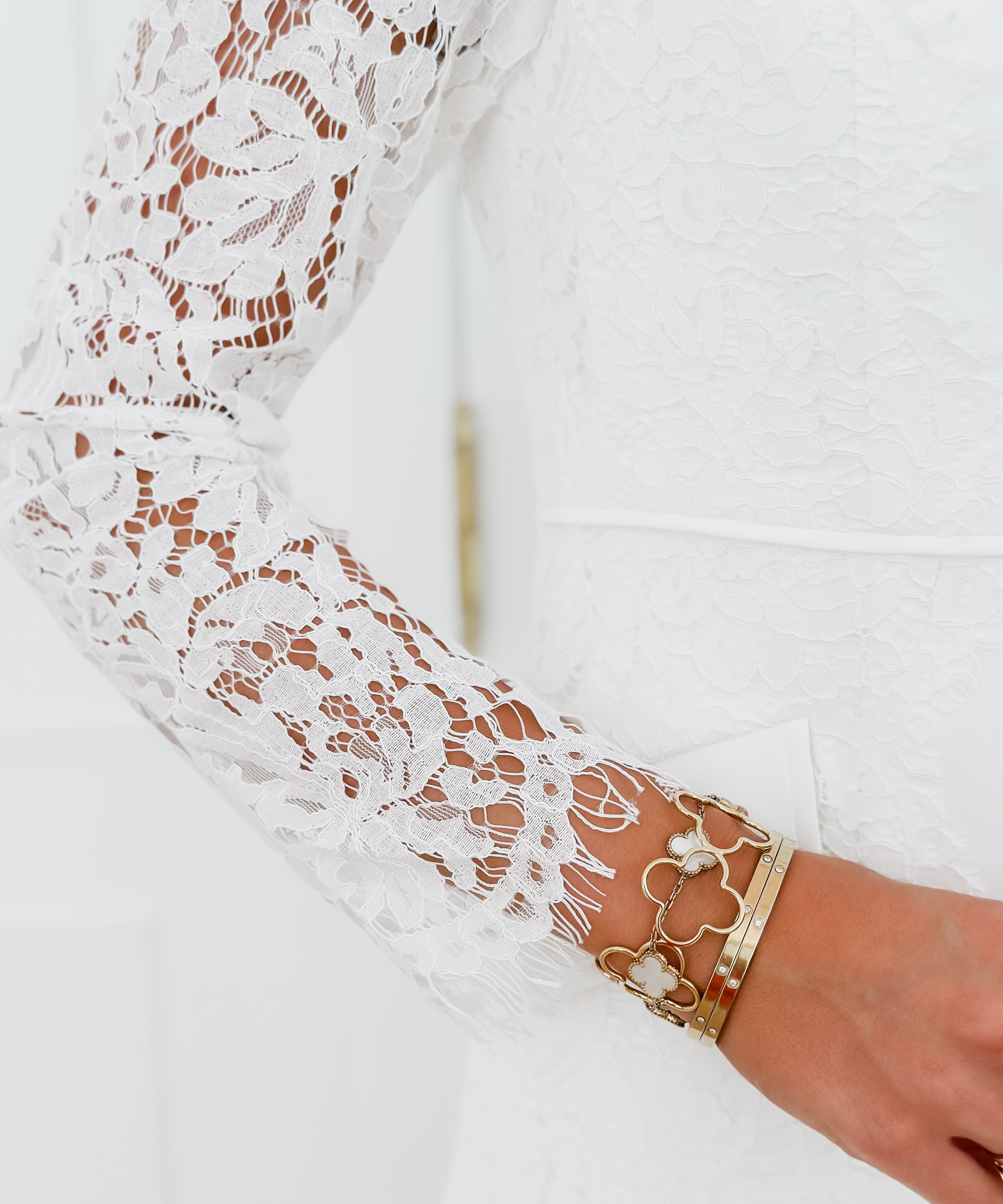 White Lace Sleeve Blazer
