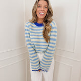 Blue Yellow Kamila Collar Striped Knitted Sweater
