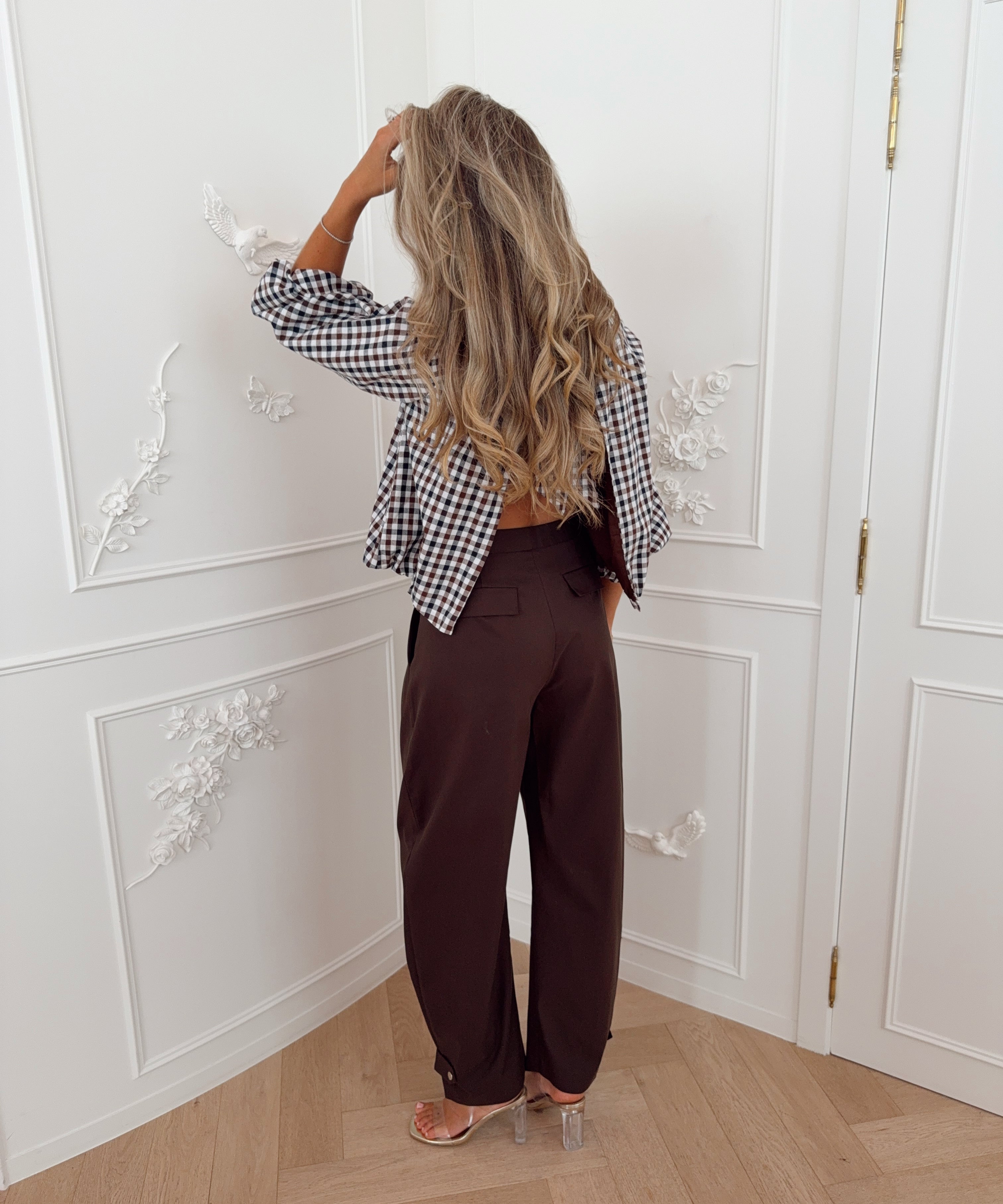 Dark Brown Aubrey Ankle Tab Trouser