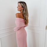 Pink Off Shoulder Voiletta Dress