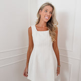 White Mallory Sequin Detail Dress
