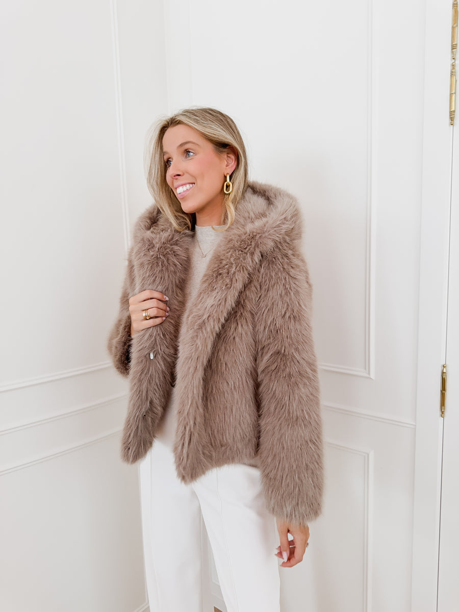 Taupe Addison Faux Fur Jacket