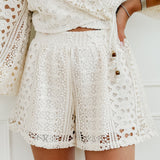 Cream Emilou Broderie Short