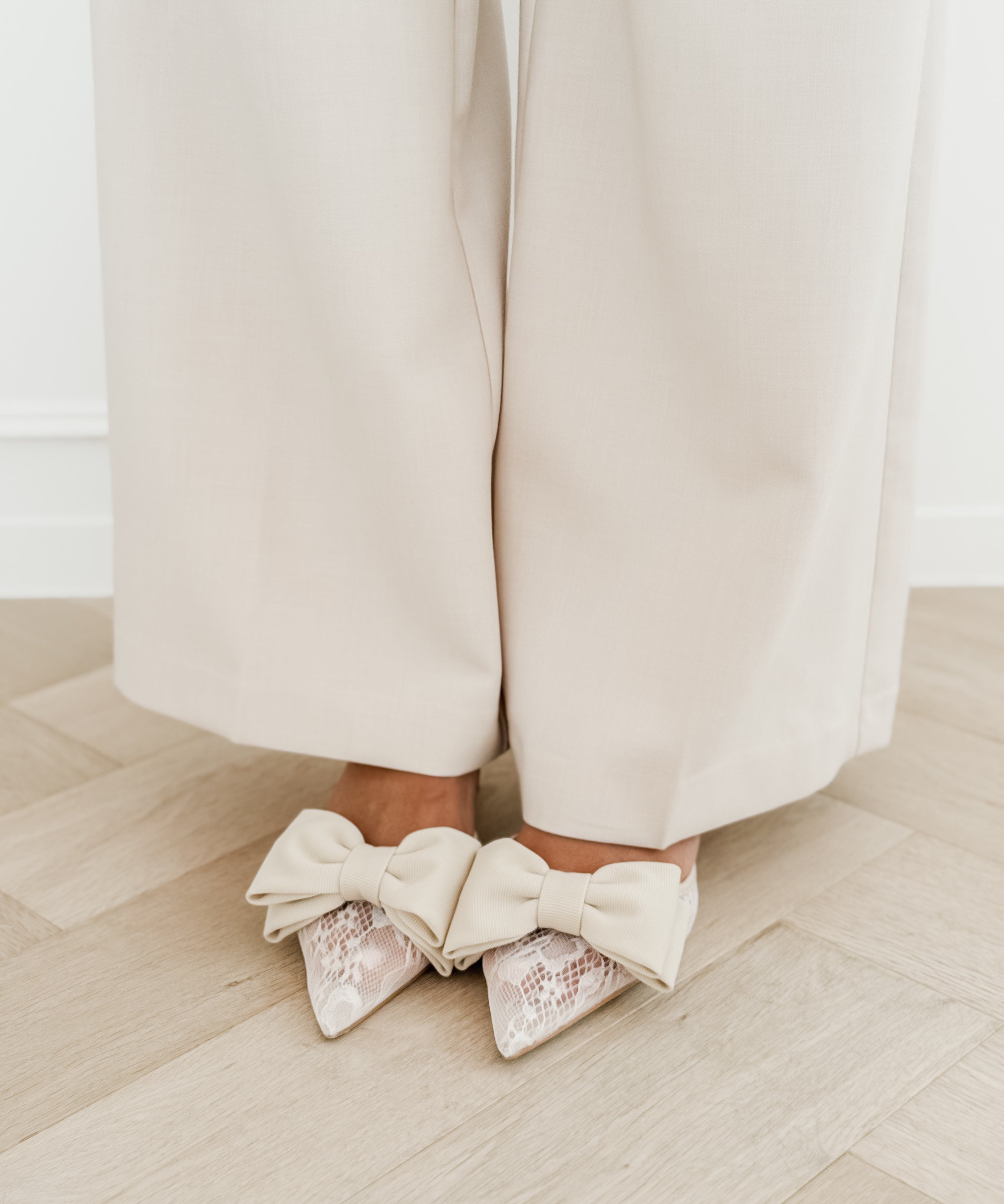 Nude Bow Lace Heels
