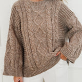 Taupe Mirelle Cable Oversized Sweater