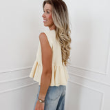 Yellow Sleeveless Frill Top