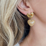 Mokka Double Heart Earrings