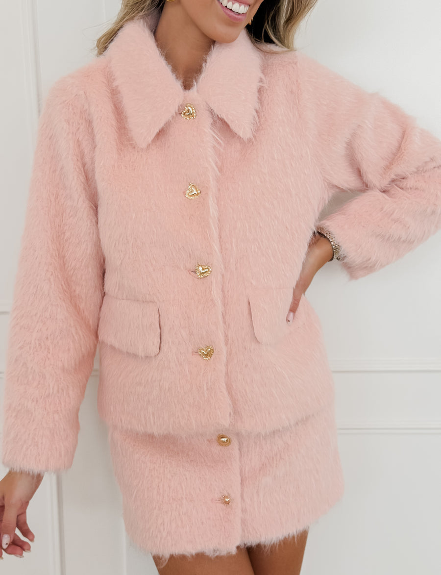 Bunny Pink Golden Button Skirt