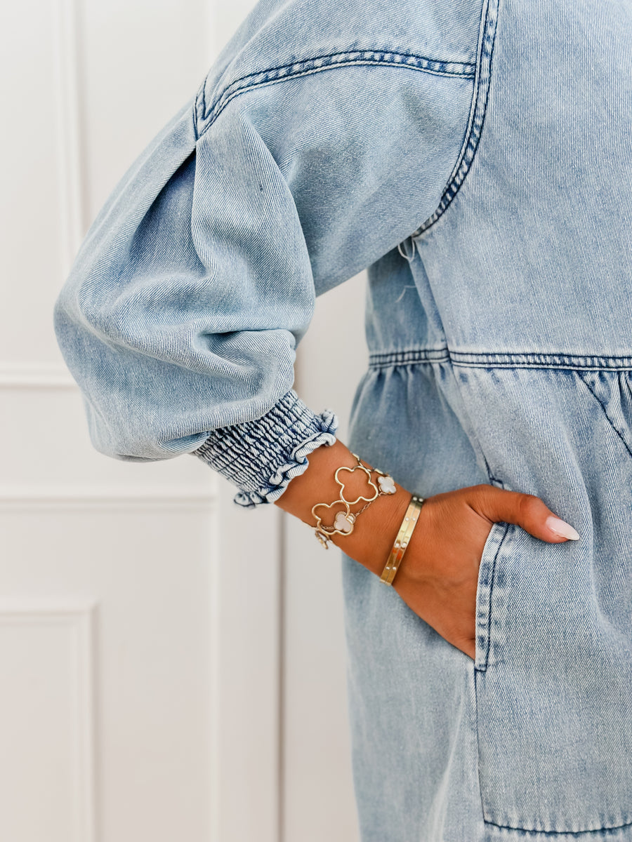 PRE ORDER Jeans Heart Button Dress