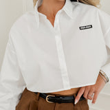 White Cropped Cotton Shirt