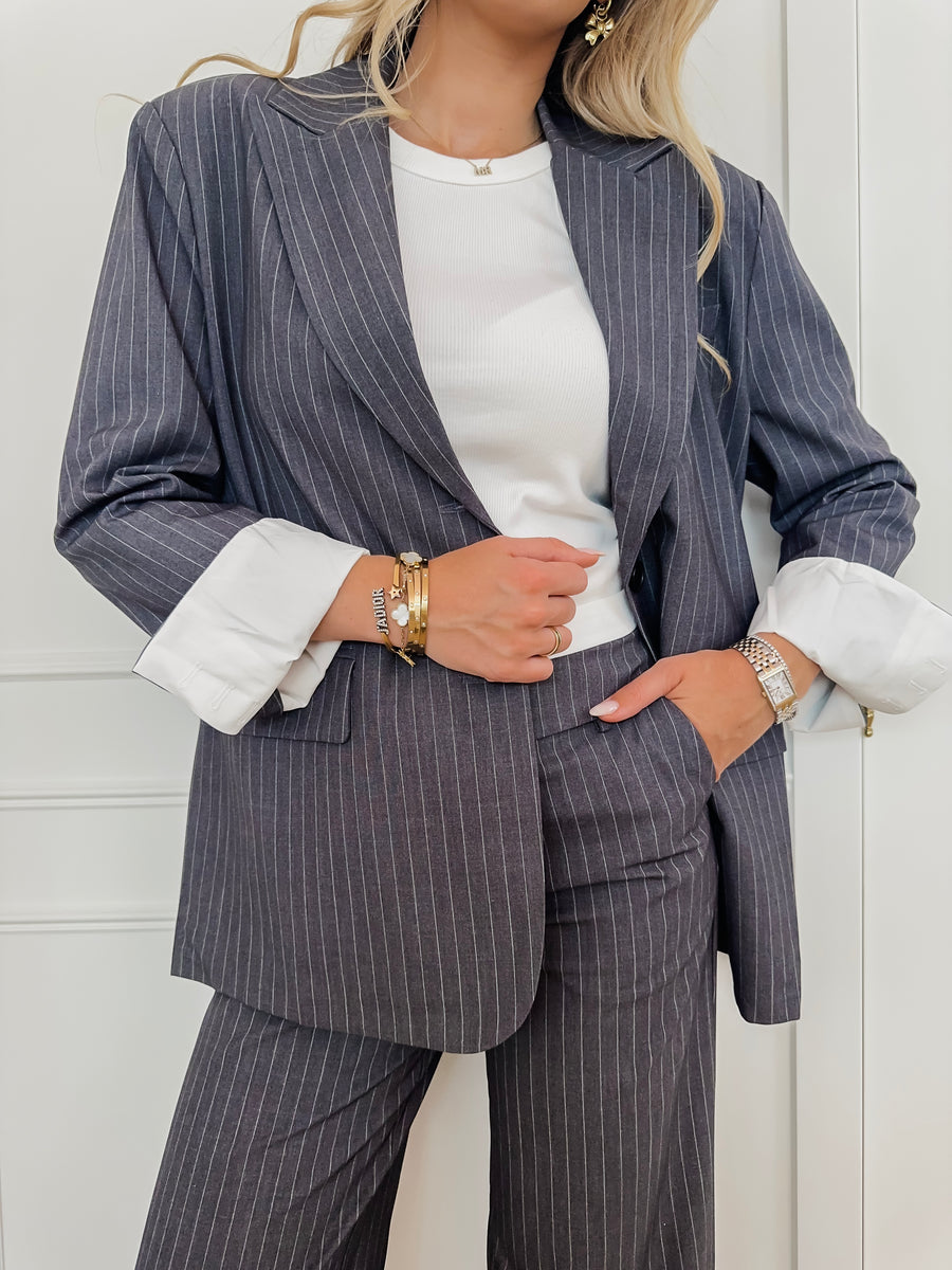 Grey Striped Ariana Blazer