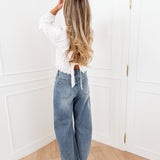 White Open Back Broderie Blouse