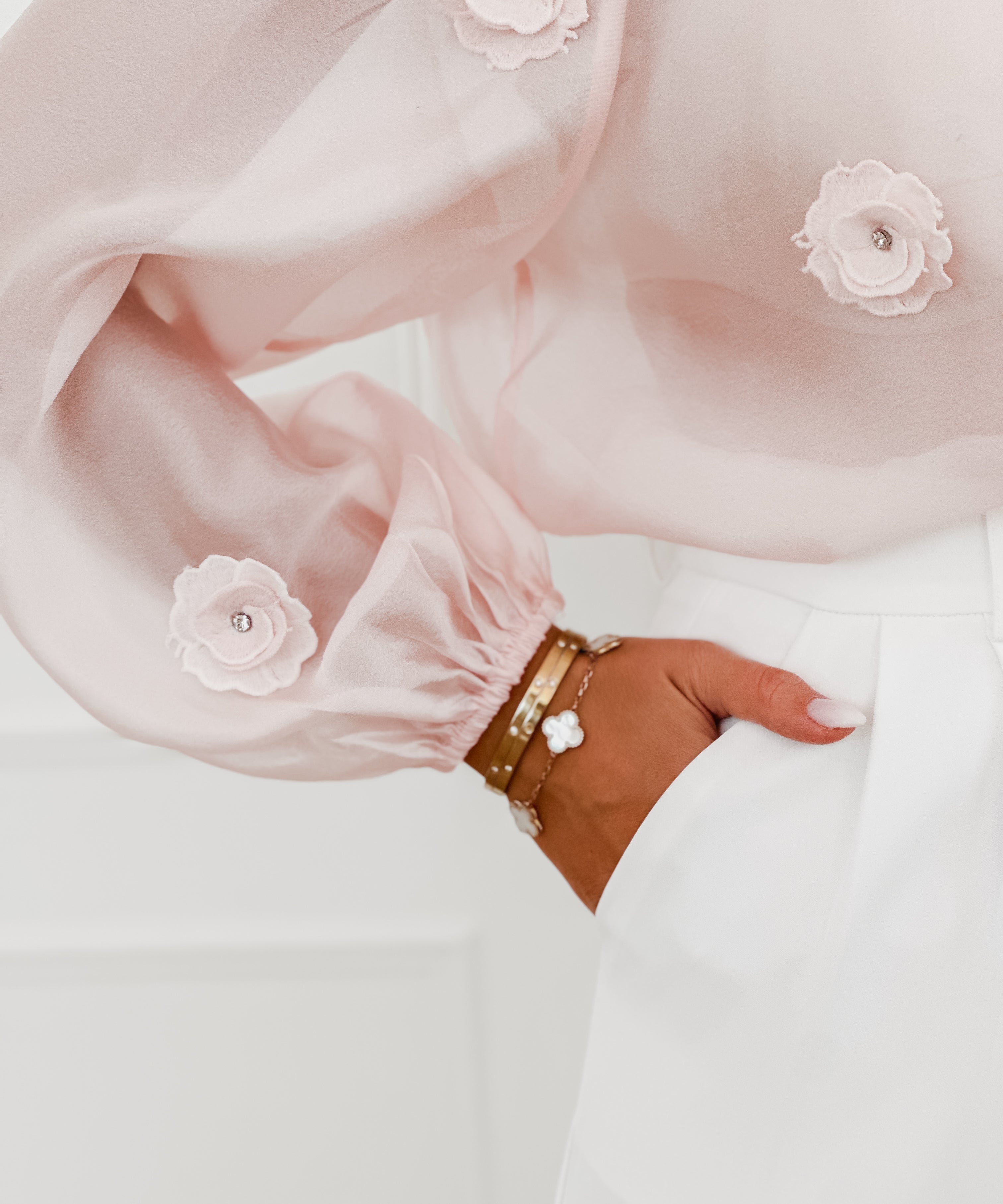 Pink Flower Diamond Blouse
