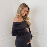 Dark Grey Off Shoulder Dress