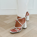 White Luciana Block Heels