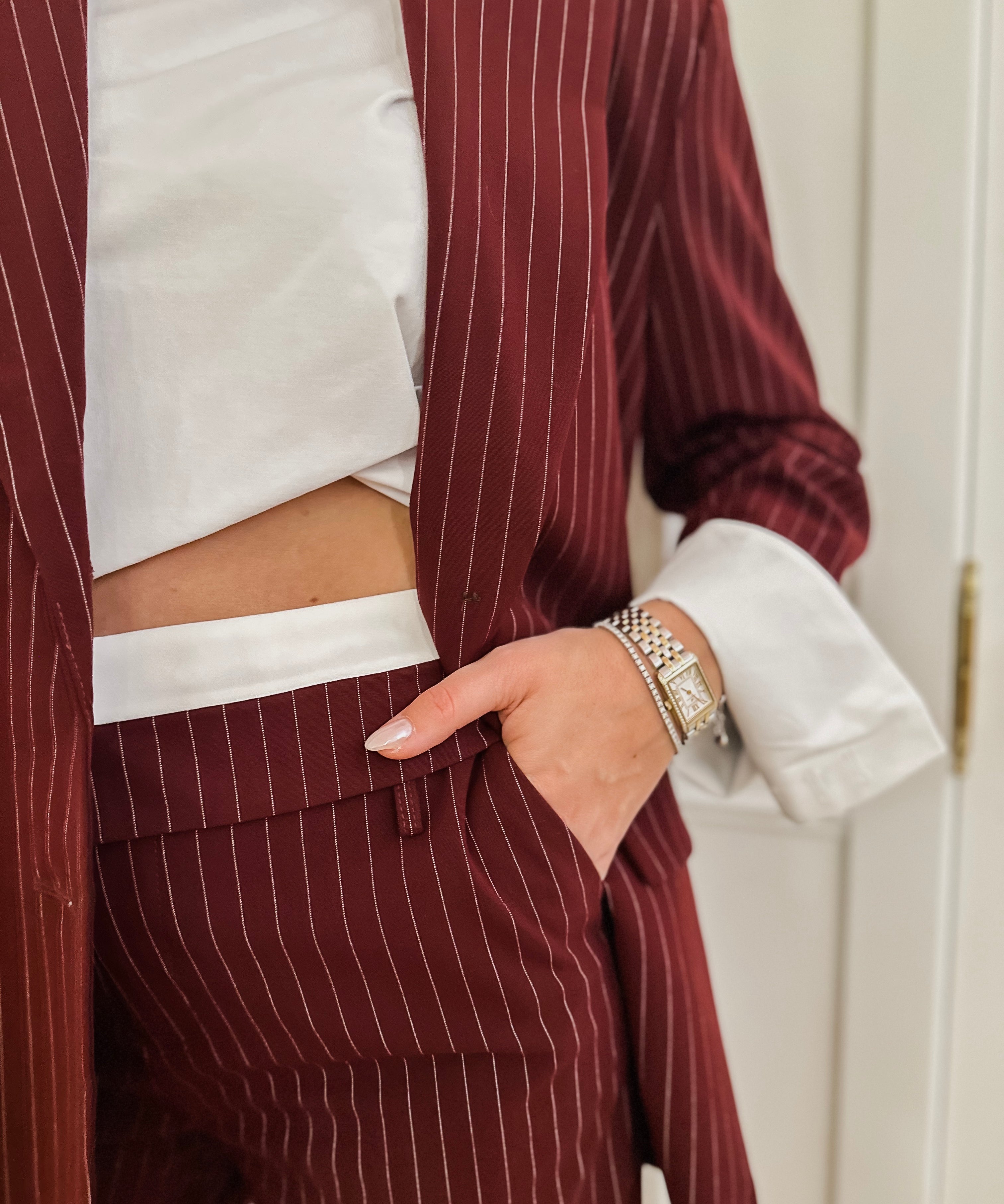 Bordeaux Striped Ariana Trouser