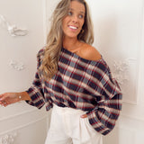 Navy Burgudy Talia Blouse