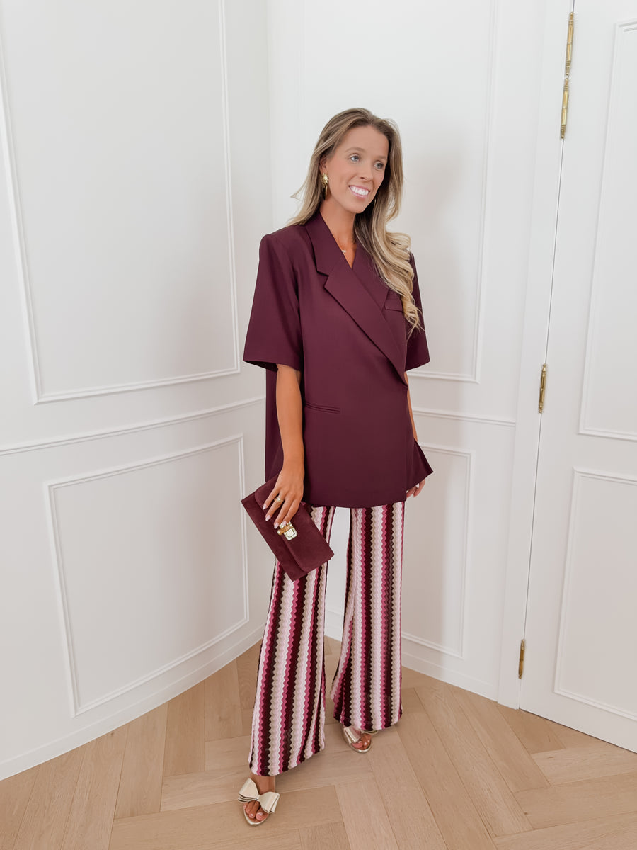 Burgundy Short Sleeve Julia Blazer