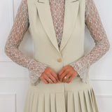 Light Green Plissé Sleeveless Eleanore Dress