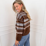Brown Blue Striped Sweater