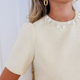 Light Yellow Elaine Detailed Neckline Top