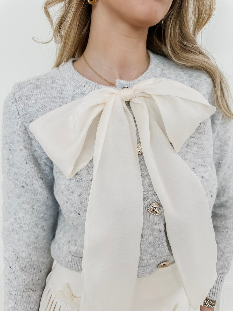 Grey Heart Button Bow Gilet