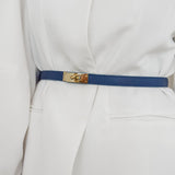 Muted Blue Leather Clara Belt