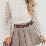 Taupe Sparkle Pleated Skirt