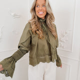Khaki Lace Annelie Blouse