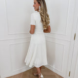 Crème Short Sleeve Flaire Dress