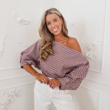 Bordeaux Lily Vichy Off Shoulder Blouse
