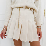 Beige Plissé Short-Skirt